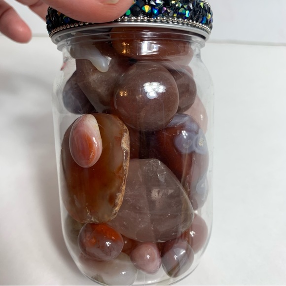 Jar of various crystals & gems. - Picture 3 of 9